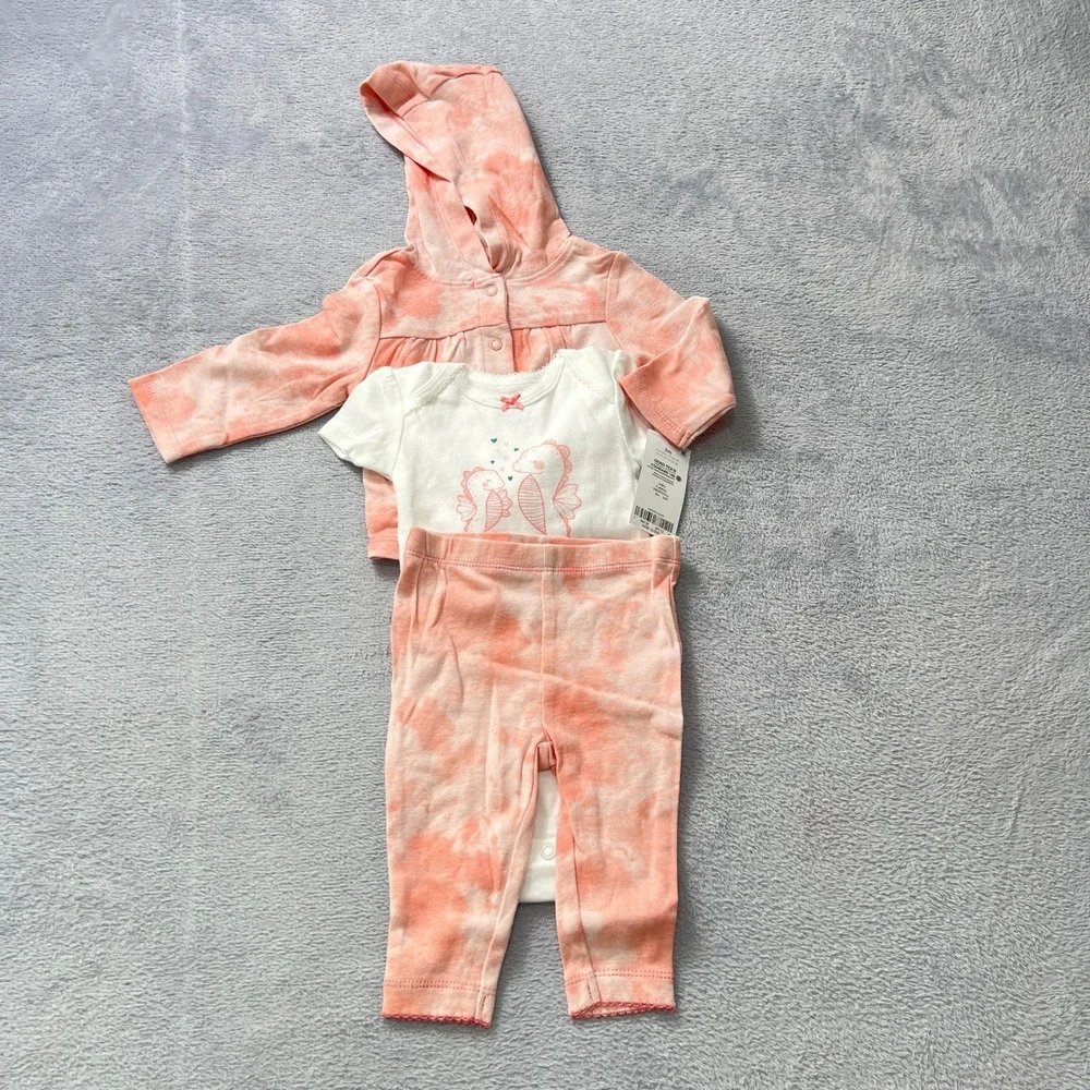 Carter's Baby Bundle 3M+9M 2 Outfits Hoodie Bodysuit Pants Set ( 6‎ piece Lot)